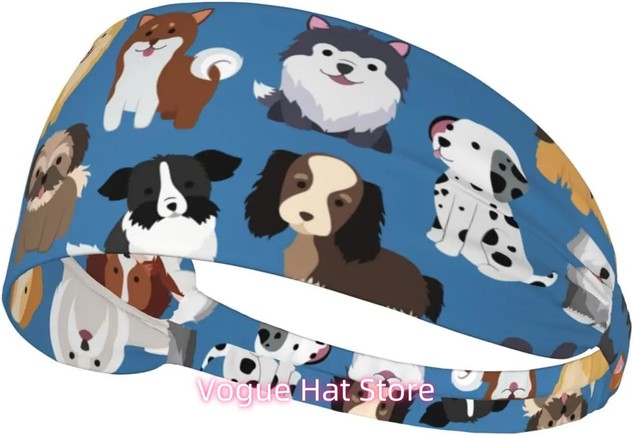 

Cute Animal Dog Workout Headbands Fashion Sports Sweatbands Yoga Hairbands for Fitness Athletic Non Slip
