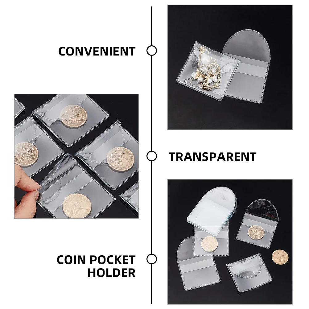 50pcs Coin Holder Coin Money Protective Bag Clear Coin Protective Cover for Home Shop Coin Storage Bag