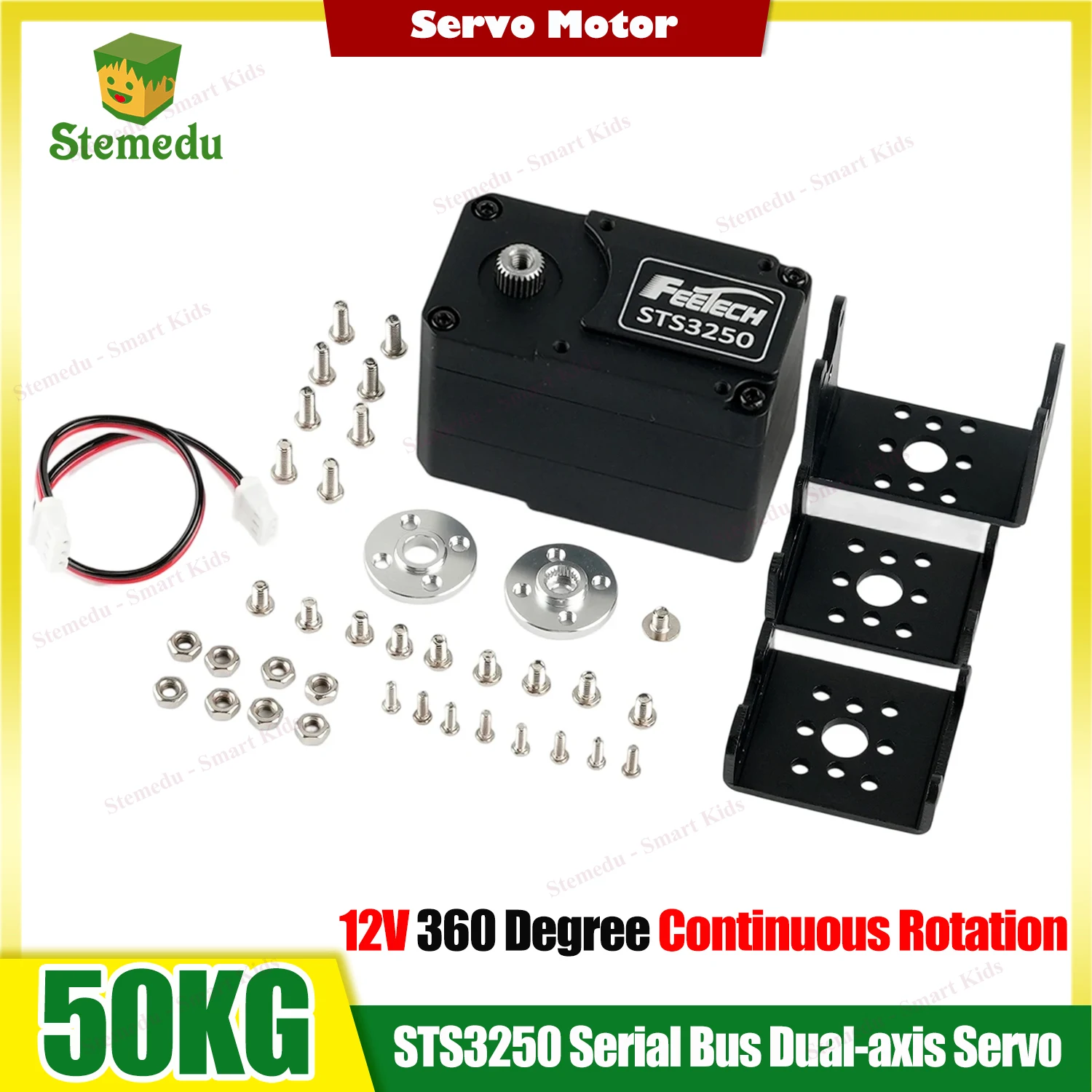 Feetech STS3250 50KG Smart Servo 12V Coreless Serial Bu Encoder magnetico 360 °   Protocollo TTL multigiro per robotica industriale