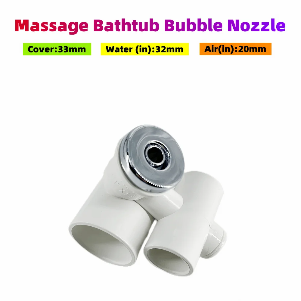 33mm Cover 32mm Water Massage Bathtub Water Jet Nozzle Chromed Cap PVC Body Bathtub Bubble Nozzle Hot Tub Water Jet Nozzle