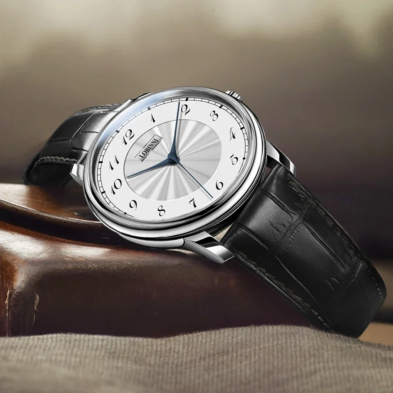 LOBINNI 18025 40 мм мужские деловые автоматические механические часы Seagull ST16 механизм водонепроницаемый 50 м с сапфировым стеклом кожаный ремешок