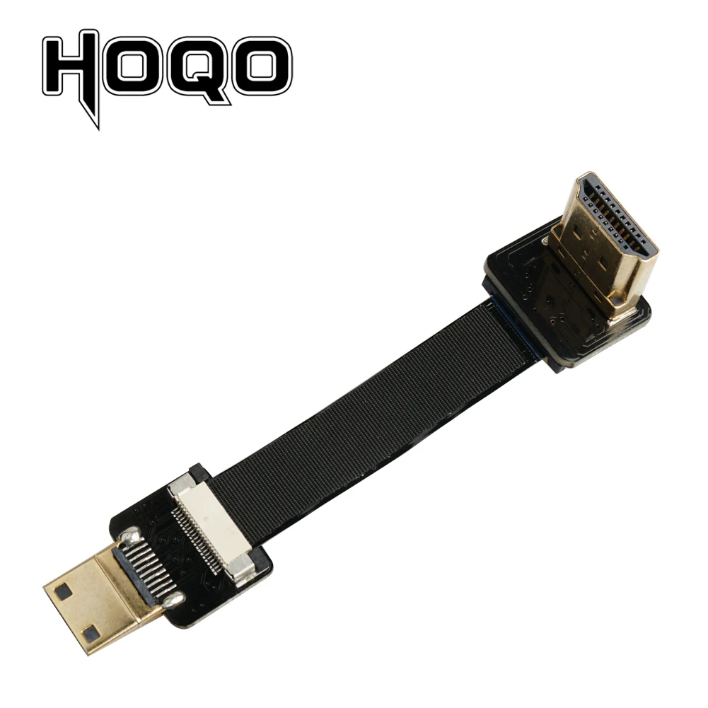 Kabel taśmowy kompatybilny z HDMI, elastyczny kabel płaski z złączem do Orange Pi Micro HD do HD/Mini HDm żeński 90 stopni FFC