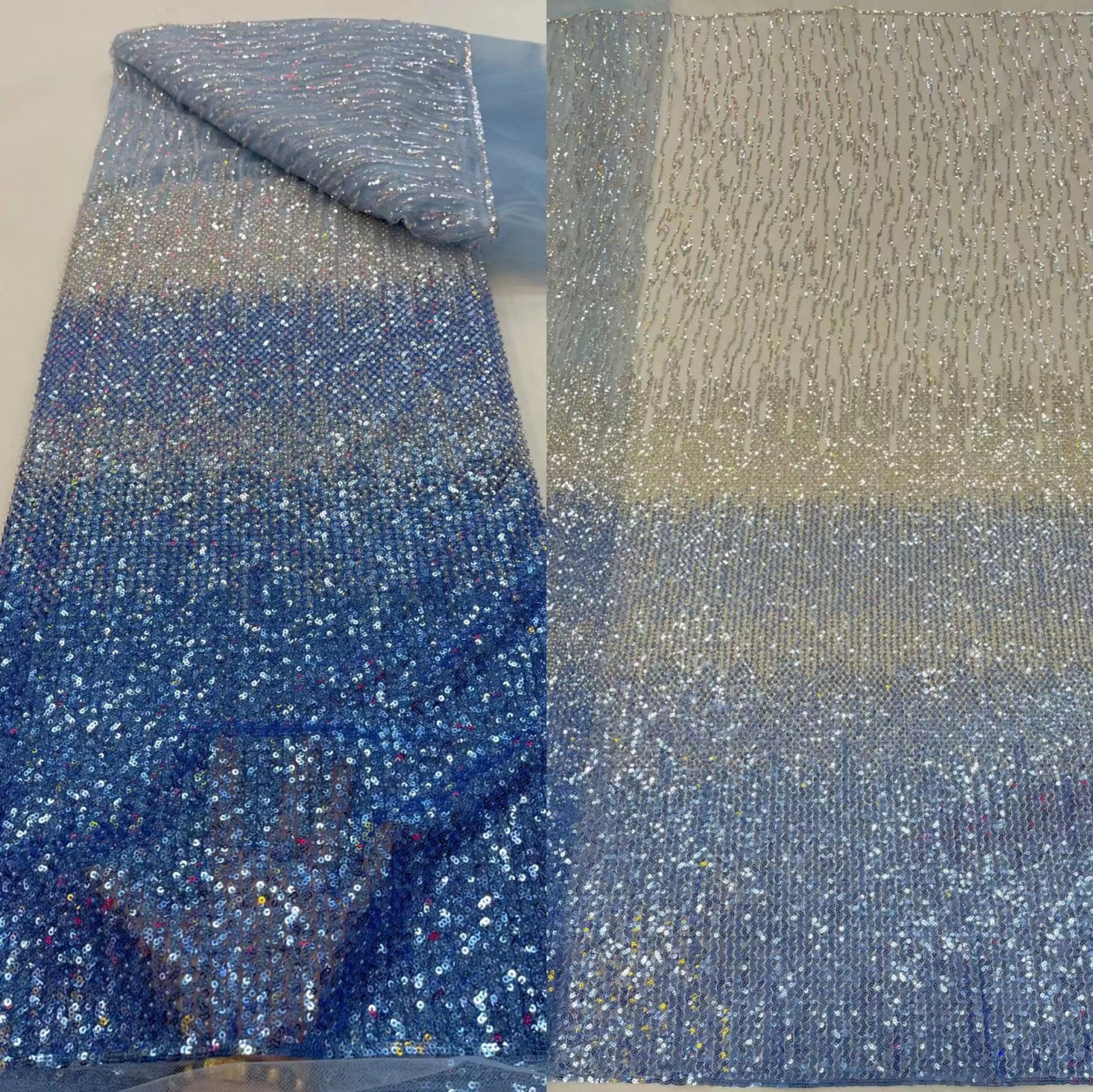 

High Quality African beads Fabric SYJ-1302581 French Net Sequins Fabric Sewing Embroidered Lace Tulle Nigerian Lace Fabric