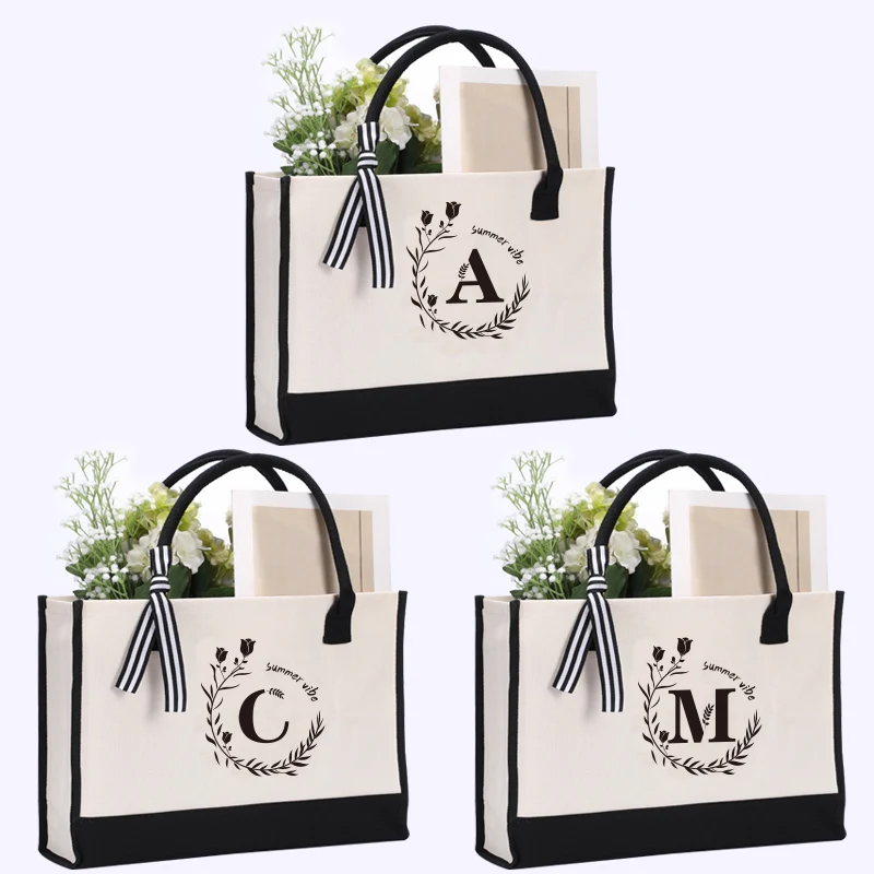 Leather letter print tote bag, large capacity men's tote bag, fashionable multi-functional tote bag.