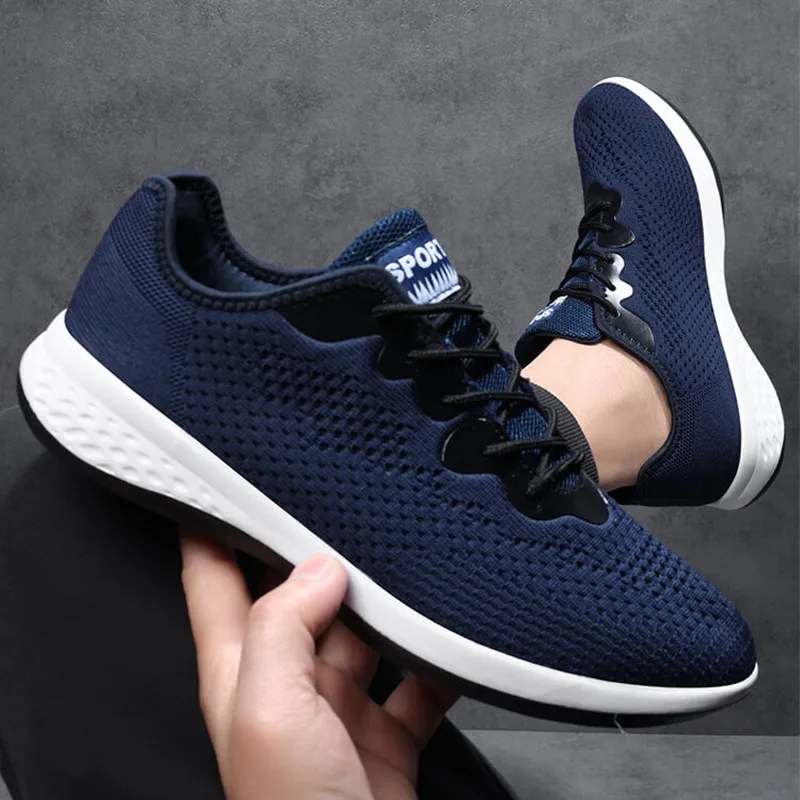 2024 Breathable Sports Shoes Men Fashionable New Outdoor Casual Mesh Shoes Male Solid Color Lace Up Lithe Sneakers Spring Summer