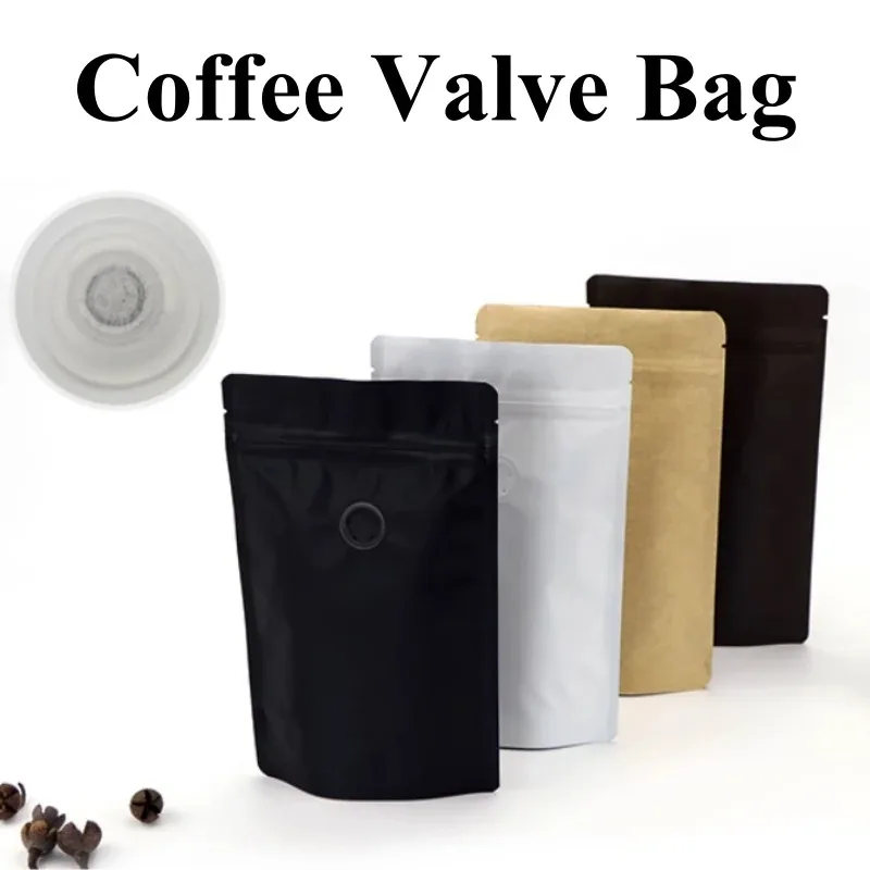 

25PCS Stand-Up Coffee Bags with Valve - Resealable Foil Pouches for Whole Beans, Ground Coffee, Tea & Heat Sealable Storage