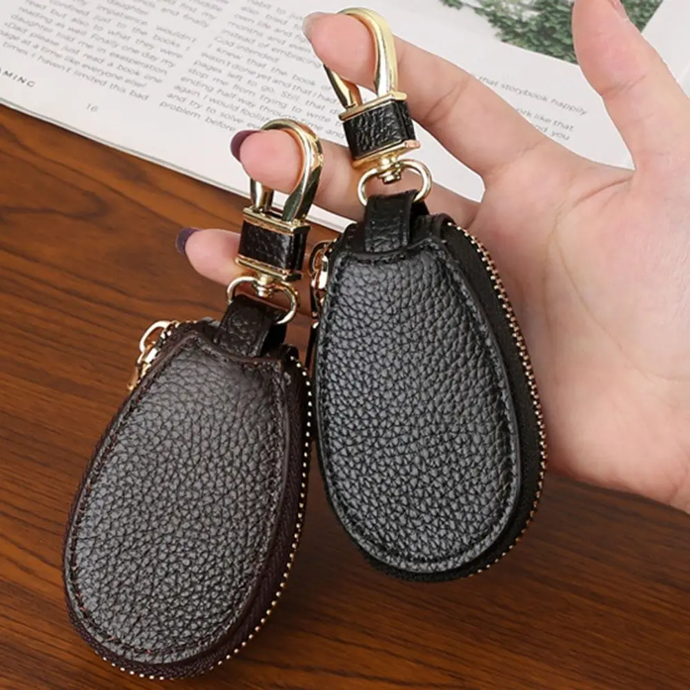 Mini Zipper Closure PU Car Key Storage Bag Durable Ornament Compact Coin Purse Key Ring Bag Charm Key Holder Unisex