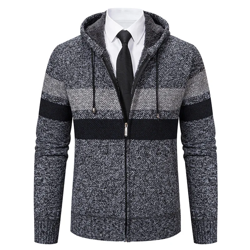 Suéter con capucha para hombre, cárdigan, suéter nuevo con capucha, bloque de Color, cárdigan de talla grande