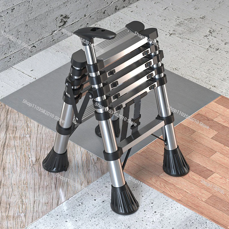 

Multifunctional Stainless Steel Telescopic Ladder - Portable Foldable Herringbone for Home Warehouse