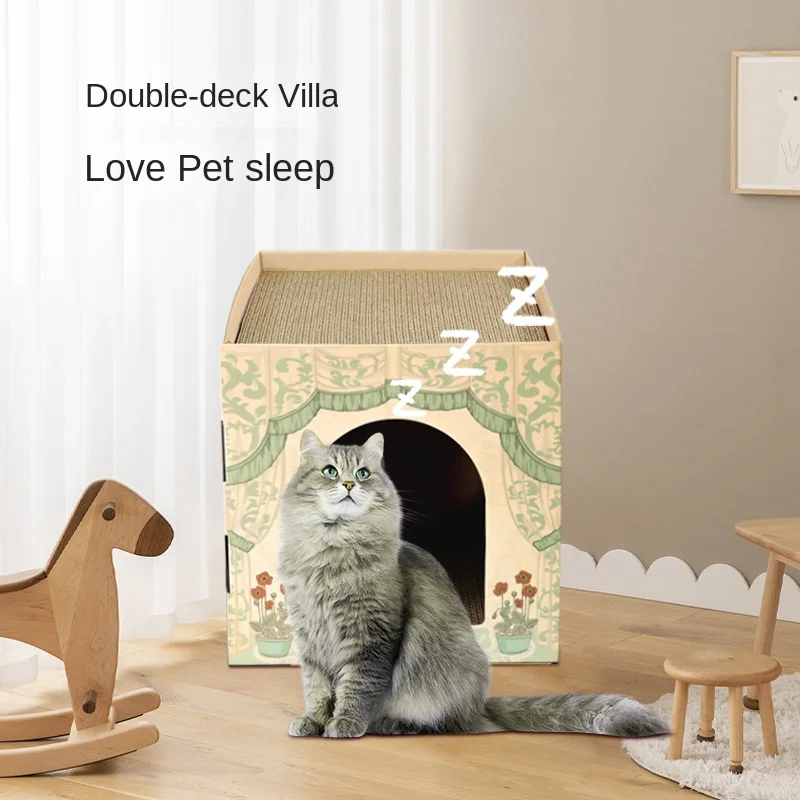 double-layer dual-purpose cat villa, cat nest, integrated wear-resistant and wear-resistant claw , corrugated paper Cat nest