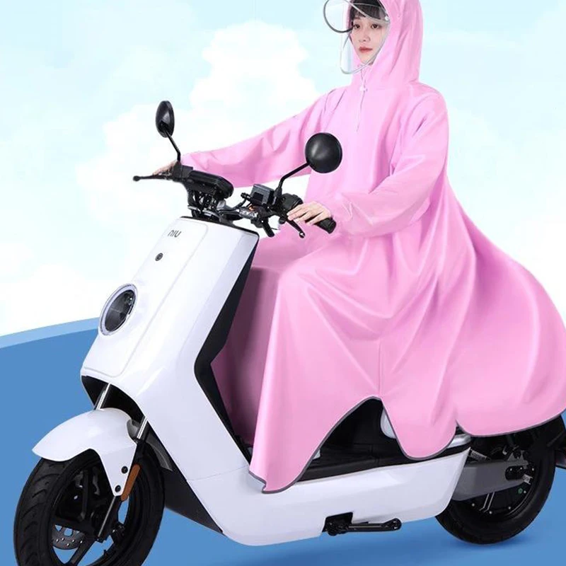 Double Brim With Sleeves Single Raincoat Electric Car Enlarged Thickened Motorbike Rider Transparent Raincoat