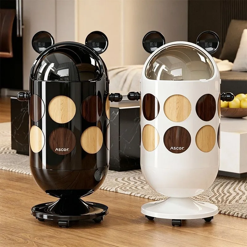 Large Capacity Trash Can 30 Liter Laundry Luxury Buckets of Garbage For Kitchens Cute Round Household Trash Cans Toilet Cleaning