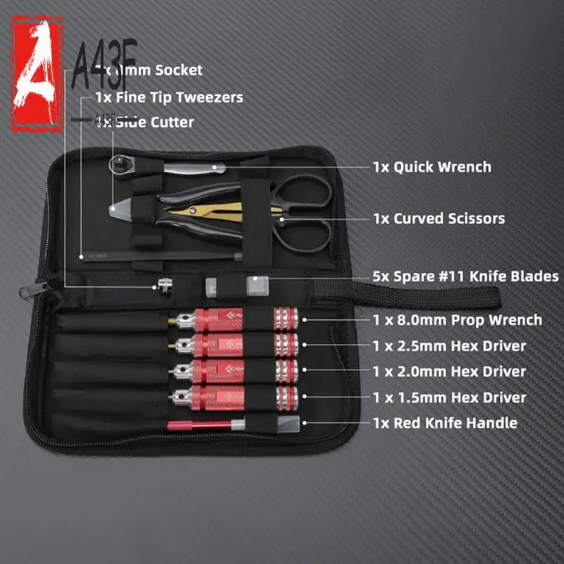 

A43F-RC FPV Tool Kit Mini Ratchet Socket Prop Car Repair Frame Model 9 Pieces Crossing Aircraft Model Repair Tool Set