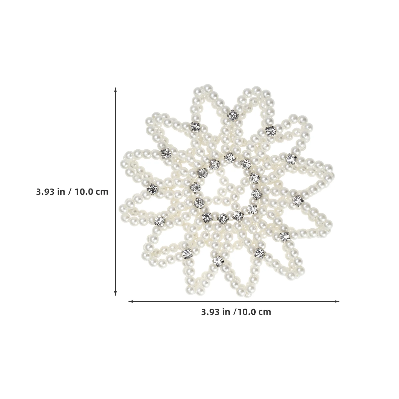 قطعتان من غطاء كعكة شعر الباليه المصنوع يدويًا من الكروشيه مع حجر الراين اللؤلؤي المطاطي لأداء الرقص للنساء بشكل آمن #5