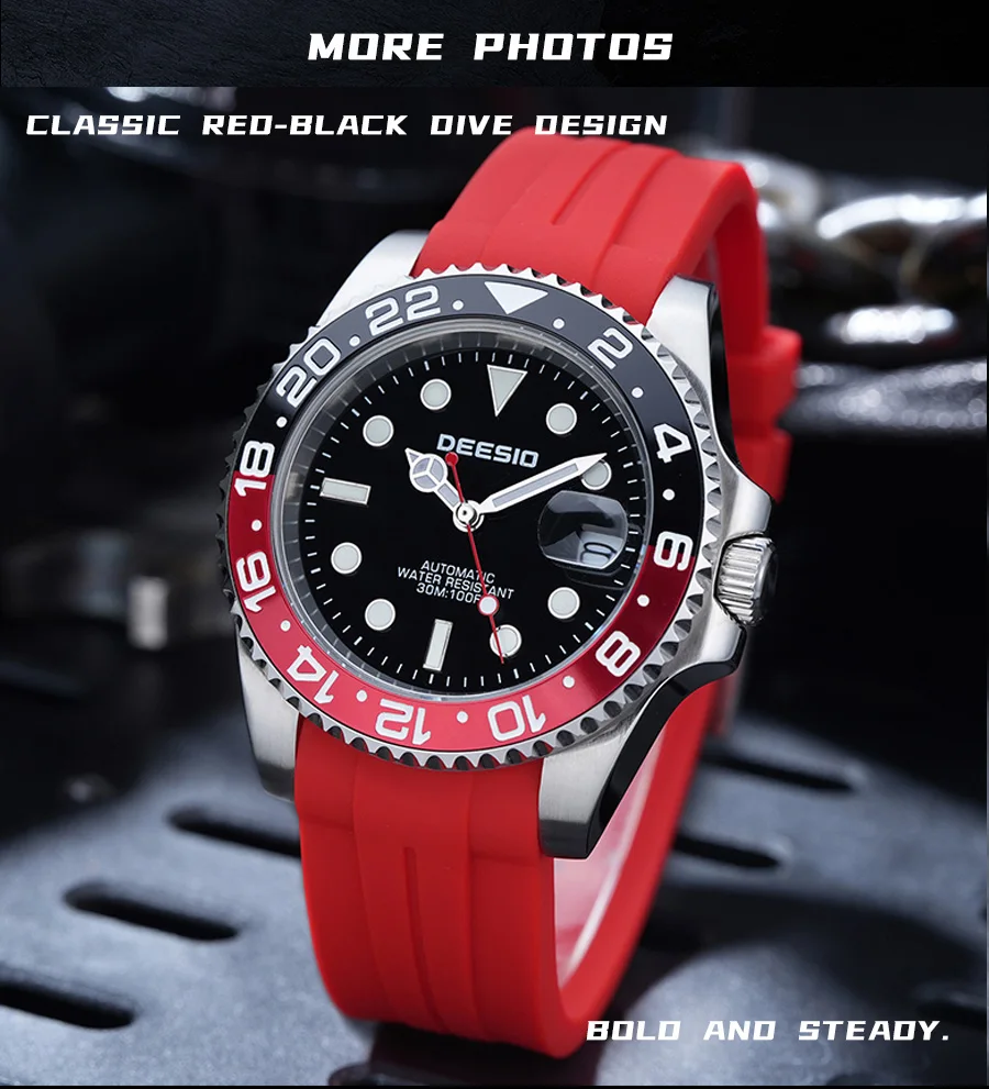 Deesio Automatische Mechanische Uhr für Herren 41mm 316L Edelstahl Uhr Leuchtende Zeiger 30M Wasserdicht Kostenloser Versand – Detail 14