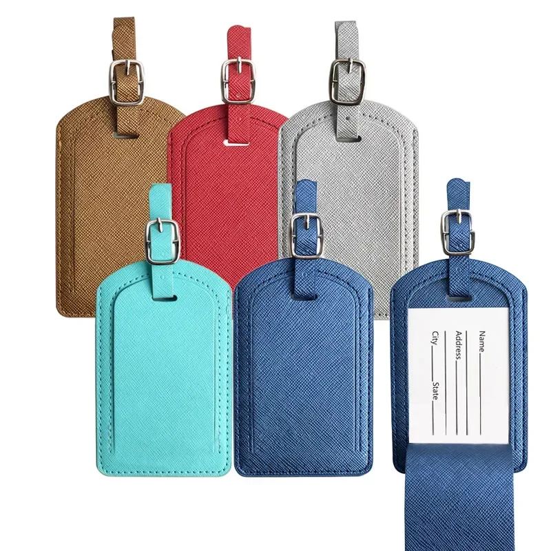 1PC Portable Luggage Tags PU Leather Suitcase Identifier Label Baggage Board Bag Tag Name ID Address Holder Travel Passport Card