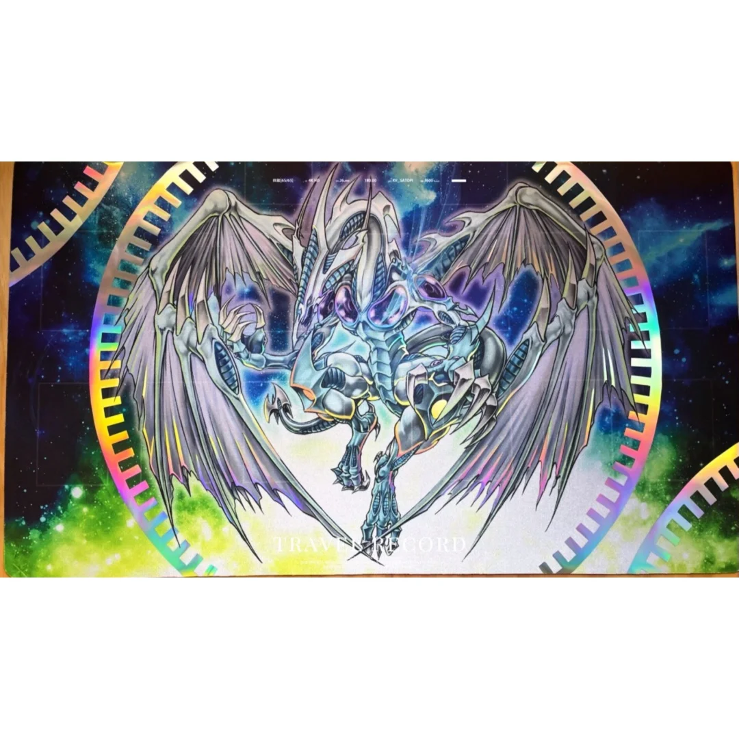 600x350mm Yu-Gi-Oh！diy Stardust Dragon Trading Card Laser Flash Playmat 1.5mmless Edge Single Rubber Board Game Card Mat Toys