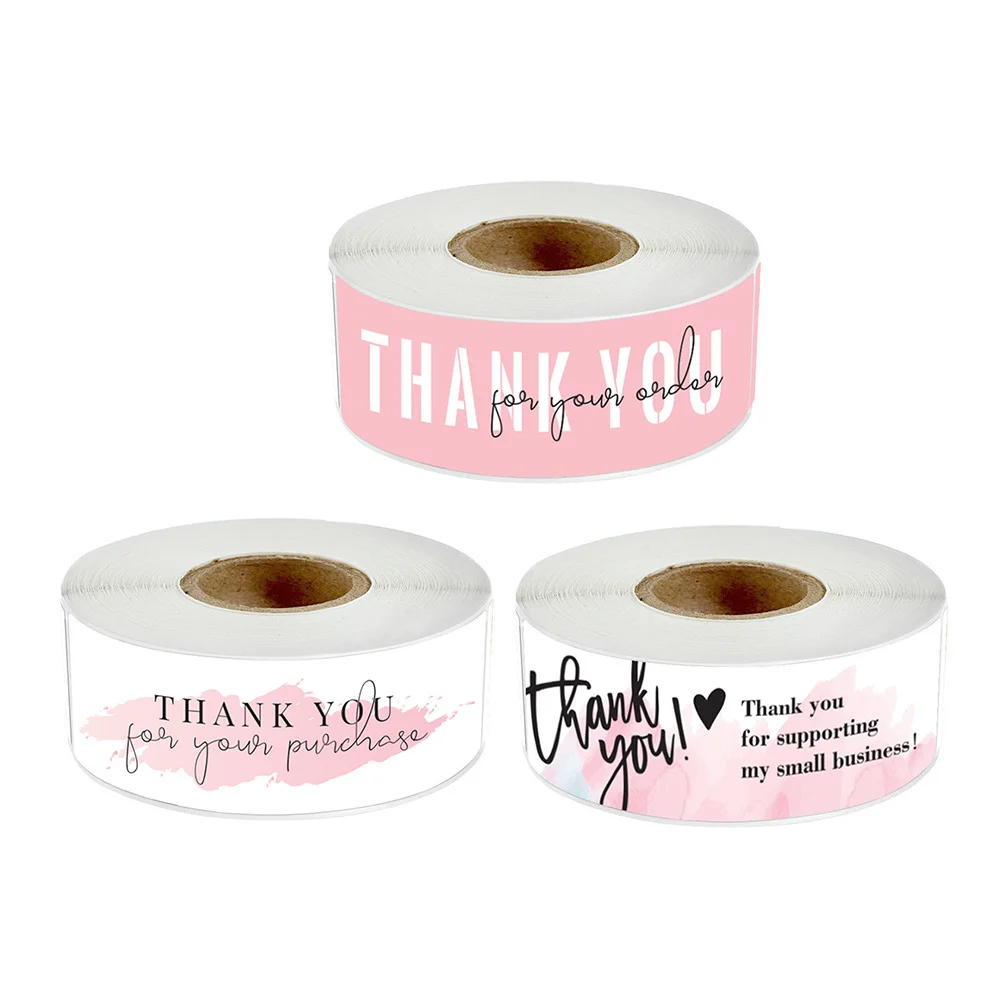 

3 Rolls Thank You Sticker Bakery Sealing Sticker Self-Adhesive Decal for Party Decoration DIY Baking Gift Wrap Food Label