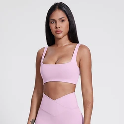 Sexy U-Neck Sports Bra Gym Workout Crop Top Yoga Vest Women High Impact Fitness Bralette Running Tight Underwear With Chest Pad