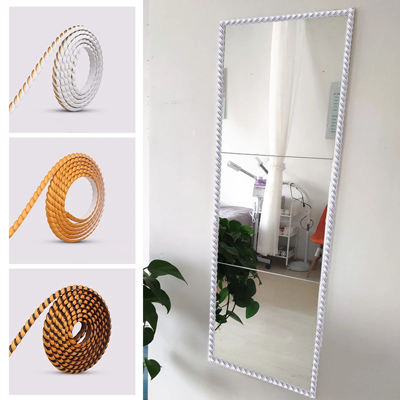 PVC Livingroom Mirror Edge Banding Strips Self-Adhesive Wall Gap Line Decor Strip Waterproof Dustproof Ceiling Baseboard Strip