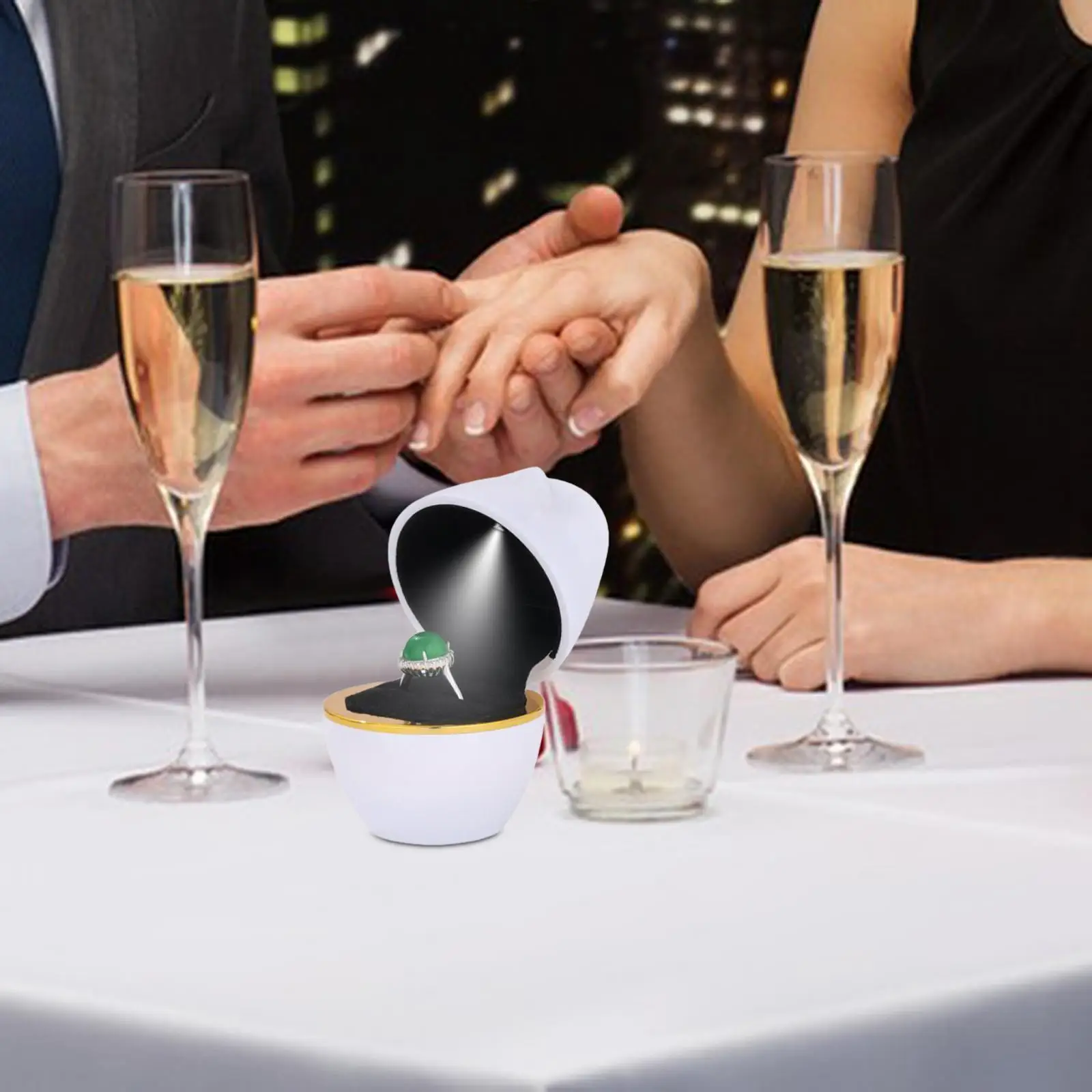 LED Rose Shape Rings Box, caixa de jóias para namorados, proposta do dia das mães