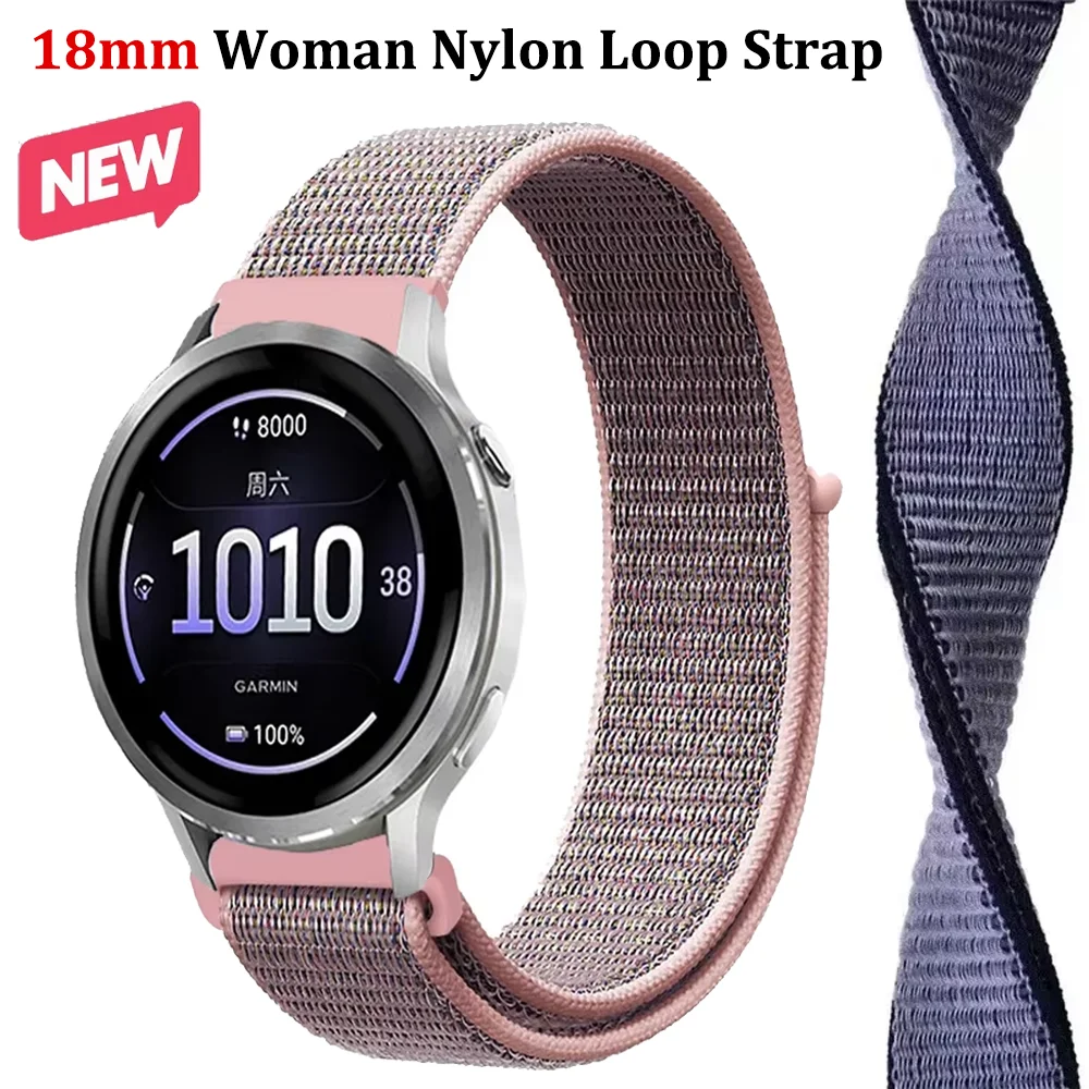 18mm Woman Nylon Strap For Garmin Venu 4 41mm/3S/2S Forerunner 265S 255S Fashion Bracelet for Huawei Watch GT7/6/5 41mm Correa