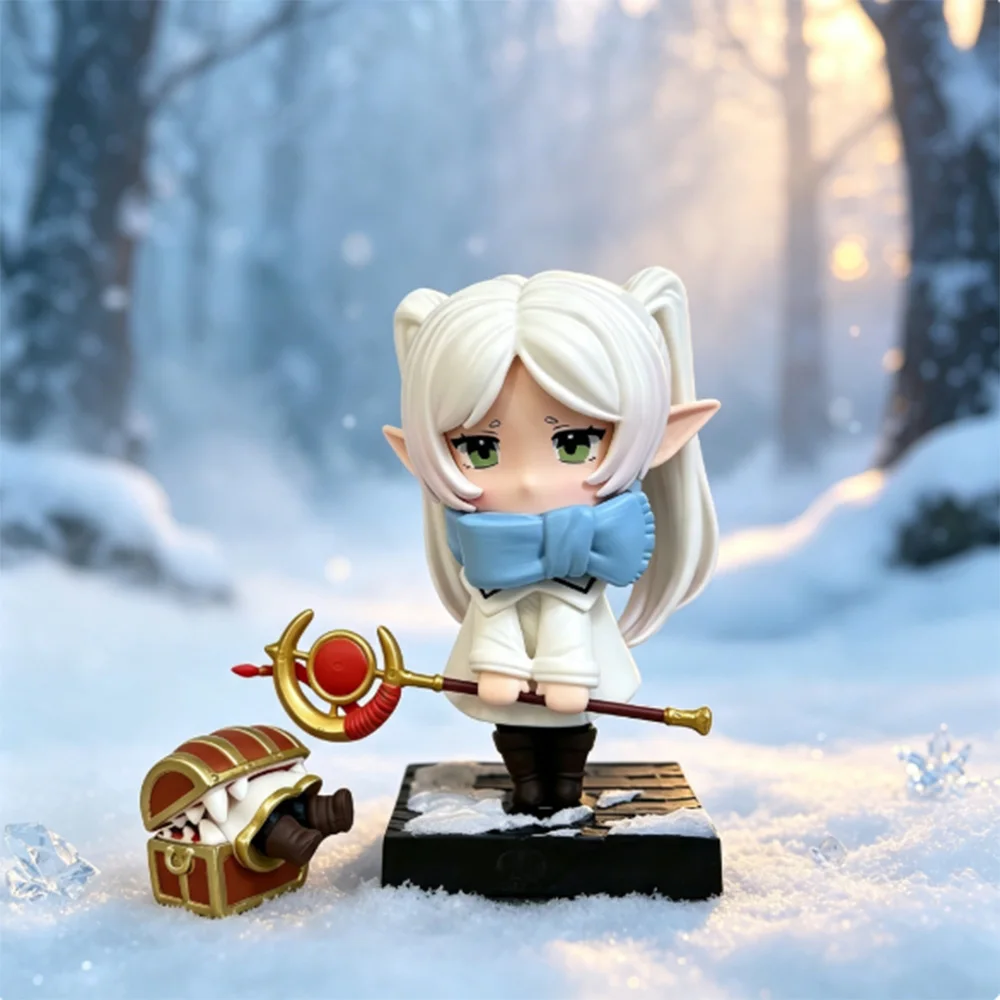 NOVO Q Version Frieren Beyond Journey's End Frieren Treasure Box Monster Anime Mini Figura Anime Periféricos Brinquedos Kawaii Modelo Presente