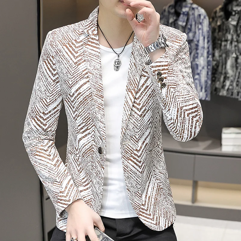 

Slim Fit Casual Men's Suit Jaet Faionable Versatile Single-Breasted Spring Autumn Winter Trendy Korean Sle Long Sve