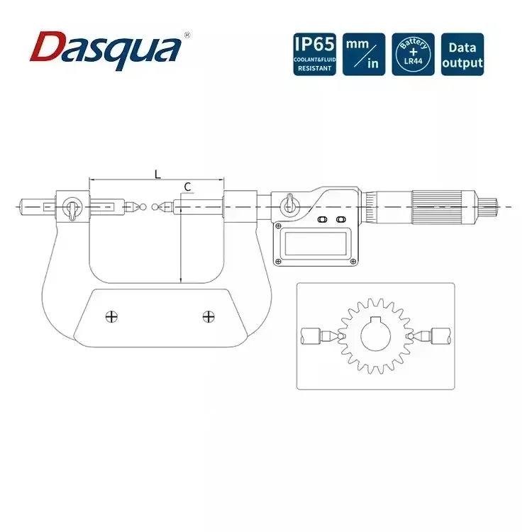 2025 Dasqua High Performance 0-25mm  25-50mm 50-75mm 75-100mm 100-125mm 125-150mm Ball Anvil Type Gear Micrometer