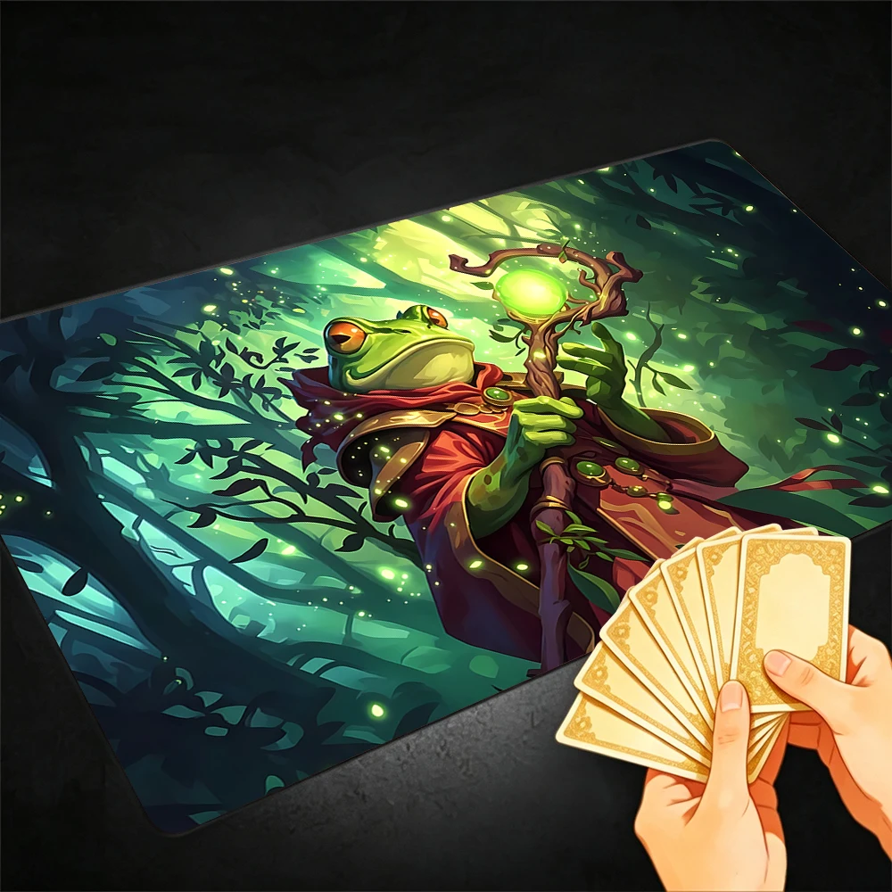 Mysterious Frog Guardian TCG Playmat Magic Playmat Gathering Gaming Mat with Stitched Edge Anti-slip base Trading Card Game
