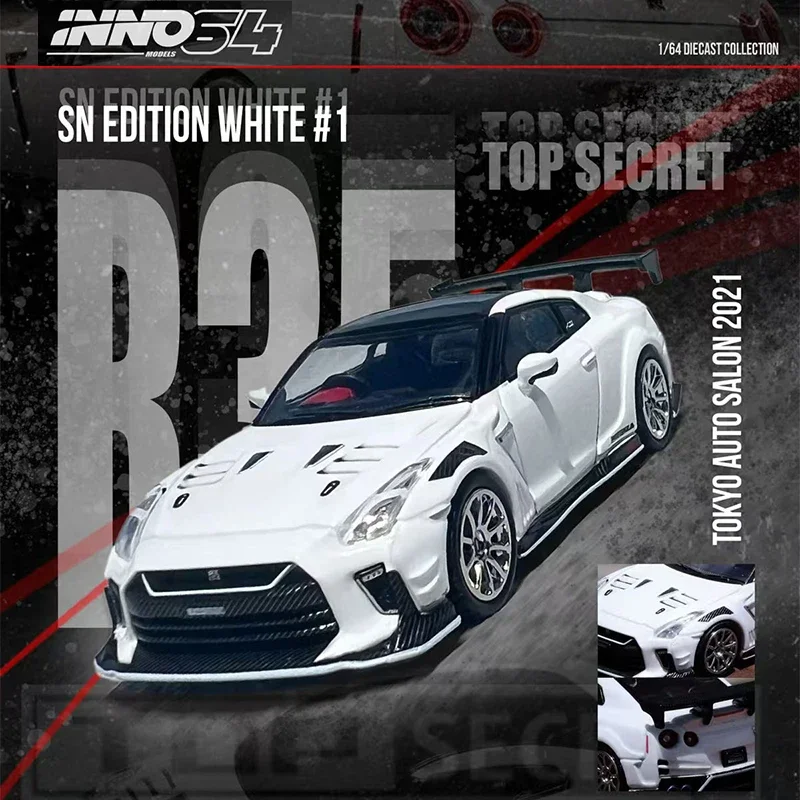 INNO In Stock 1:64 GTR R35 Top Secret Tokyo Auto Salon 2021 Diecast Diorama Car Model Collection Miniature Toys