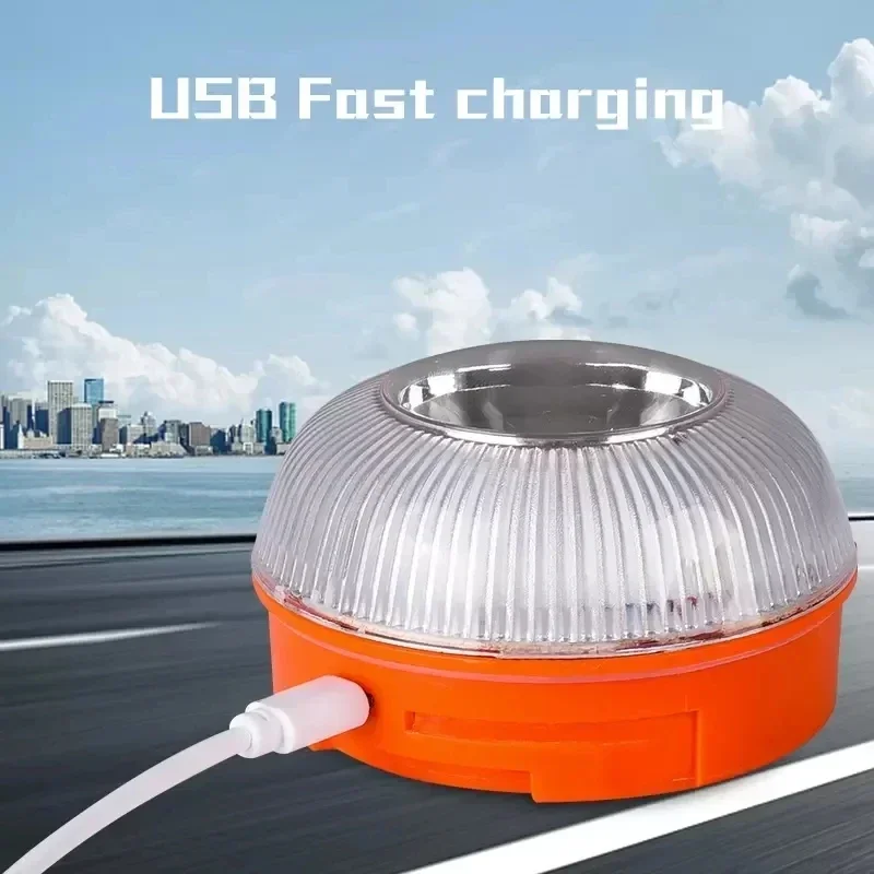 USB Rechargeable Car Emergency Beacon Light V16 Magnetic Induction Strobe Flashing Warning Light Help Flash Safety Signal Lamp
