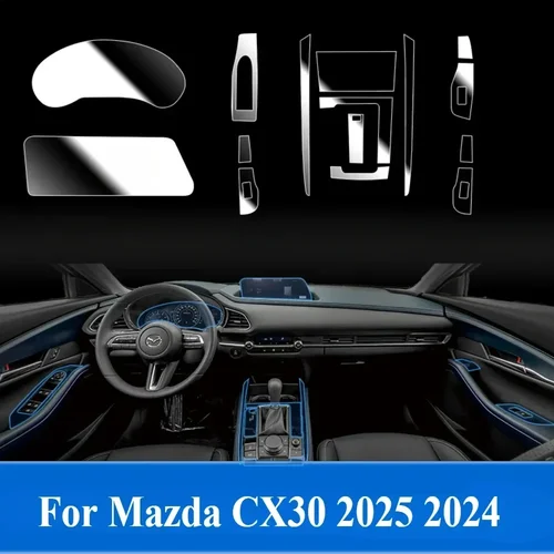 Imagen 2 del producto Para Mazda CX30 2025 2024, accesorios para coche, película Interior transparente de TPU, Panel de engranaje, consola central GPS, protección PPF antiarañazos