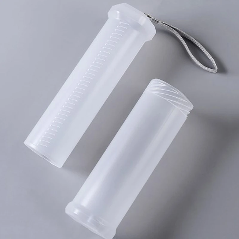 1PC Clear Plastic Retractable Pencil Holder Adjustable Height Makeup Brush Cylinder With Lid Dustproof Cosmetic Brush Holder Box