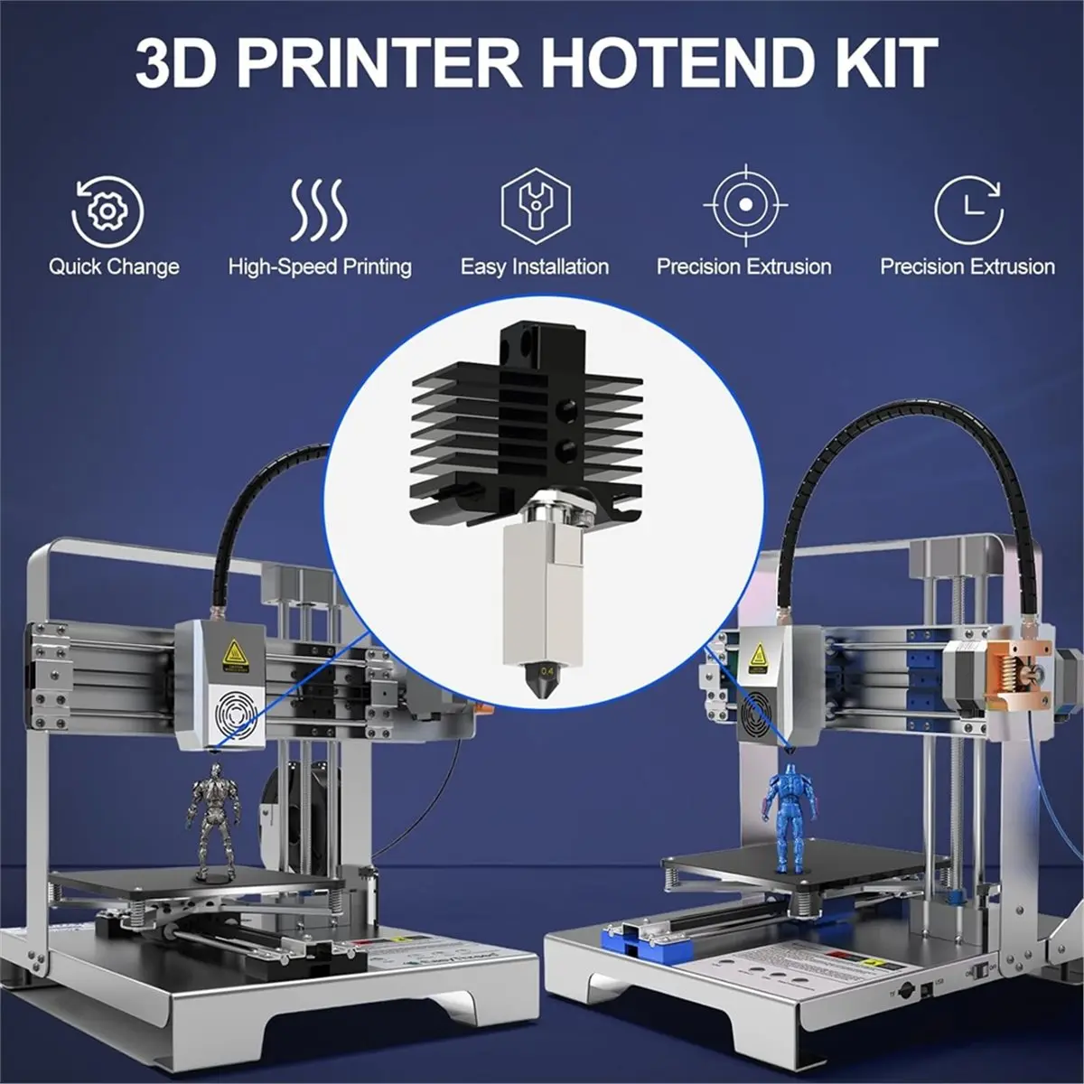 

HITL Hotend Kit for P1P/P1S, 3D Printer Full Assembly Hot End with Fan, P1S Hardened Steel 0.4mm Nozzle High Speed