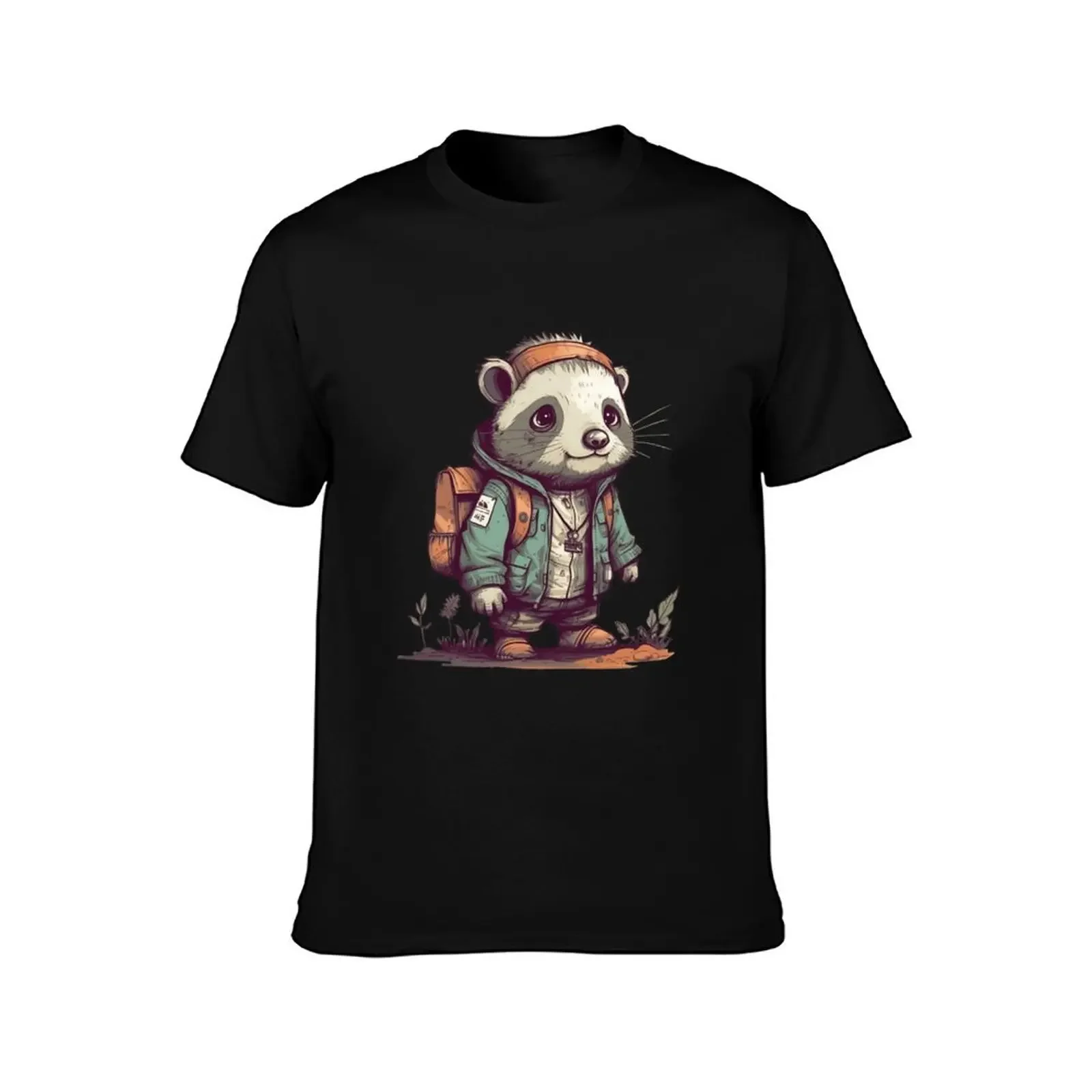 Cute raccoon in post-apocalypse T-Shirt anime clothes anime vintage clothes designer t shirt men