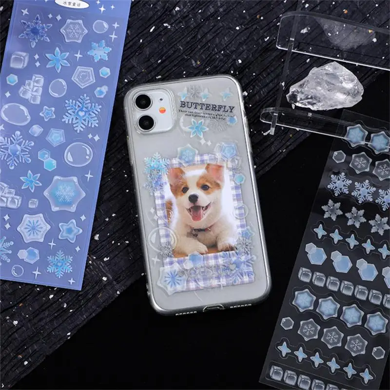 Small Snowflake Planet Stickers Korean Stationery Stickers Laptop And Water Bottle Decal Sticker Photo Planner Sticker