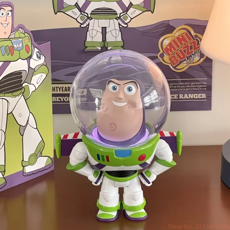 Original Toy Story Buzz Lightyear Bubble Head Trendy Toy Light Game Console Speaker Toys Roadblock Ligh Wireless Charger Model