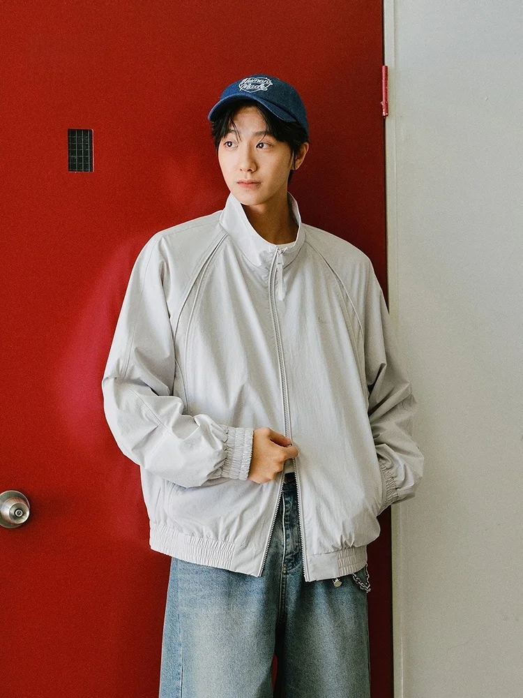 

Мужская куртка свободного кроя Semir, весна 2026, с вставками, воротником-стойкой, однотонная, модная верхняя одежда