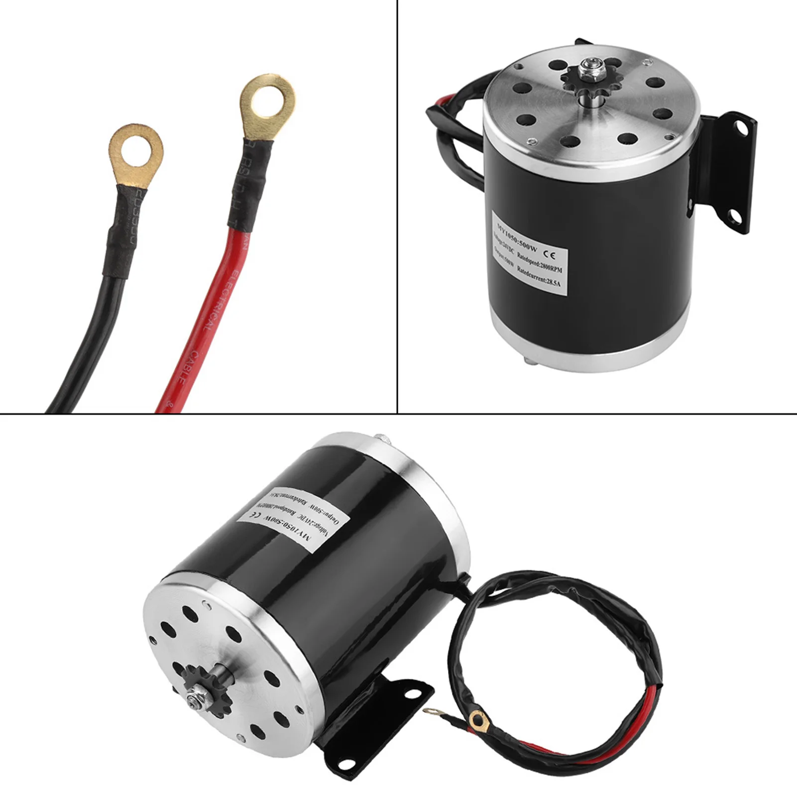 500W DC 24V Electric Brushed Motor with Bracket for Electric Scooter Electric Bike Gokart