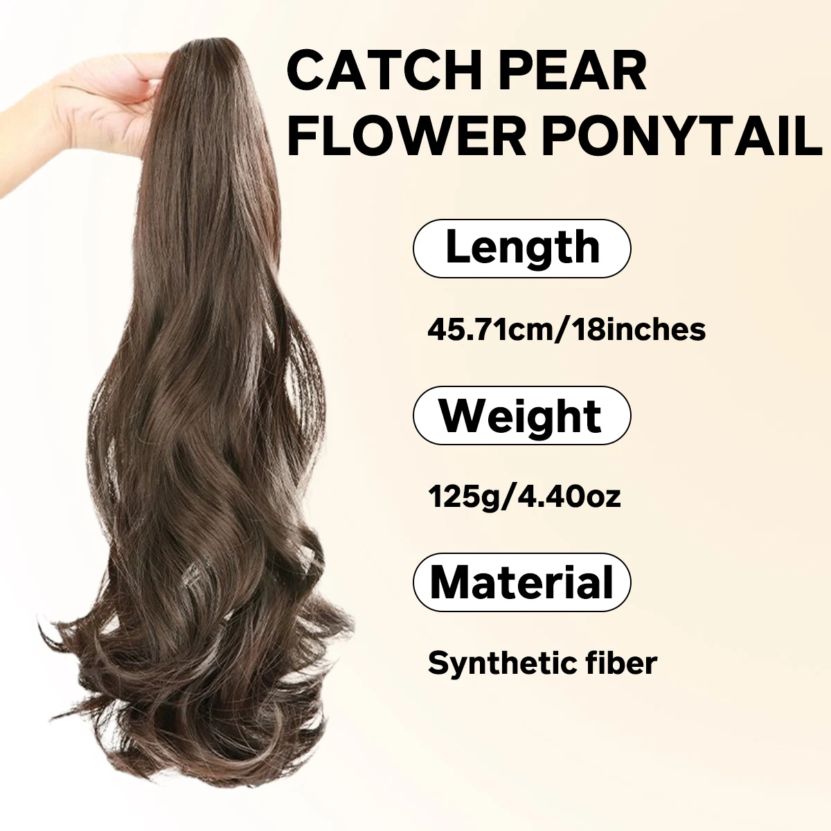Synthetic clip pear flower ponytail wig ponytail clip on a woman's ponytail heat-resistant fake ponytail