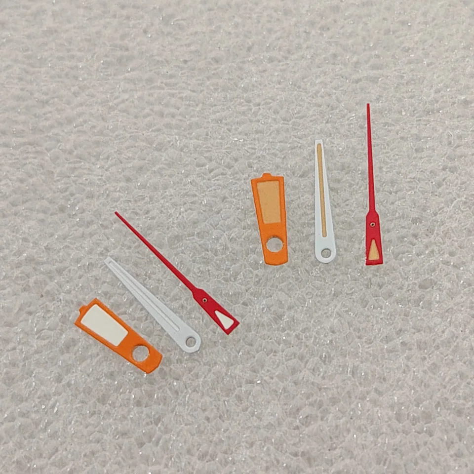 NH35 Watch Hands Orange-red and White Needle Green Luminous Watch Modification Accessories for NH36 4R 7S Mechanical Movement