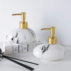 Creative Marbled Ink Dots Ceramic Lotion Bottle Bathroom Accessories Gold Press Shampoo Bottling Container Soap Dispenser Home