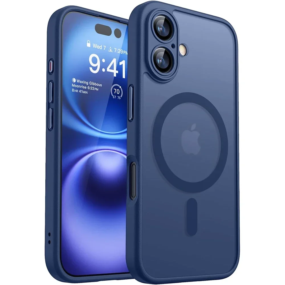 Funda Magnética Mate Translúcida Antigolpes para iPhone 17 Air, 17e, 16e, 16 Pro Max, 15, 14, 13, 12, 11 Pro Max Plus, Compatible con Carga Inalámbrica