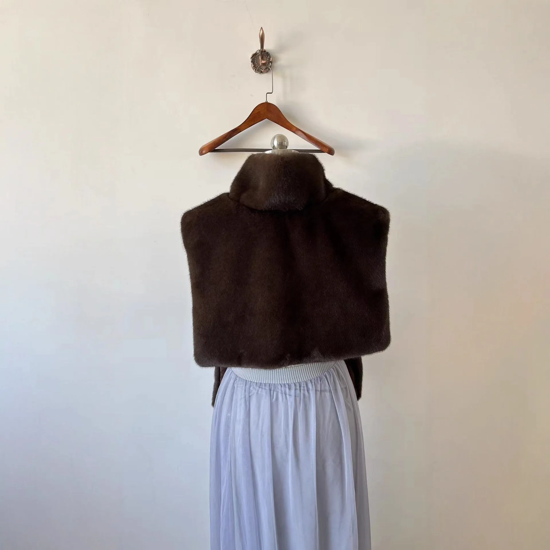 2026 Mode Nepbont Sable Vest Crop Top Herfst Winter Coltrui Eco Nertsen Bont Tank Tops Mouwloos Jasje Nepbontjas