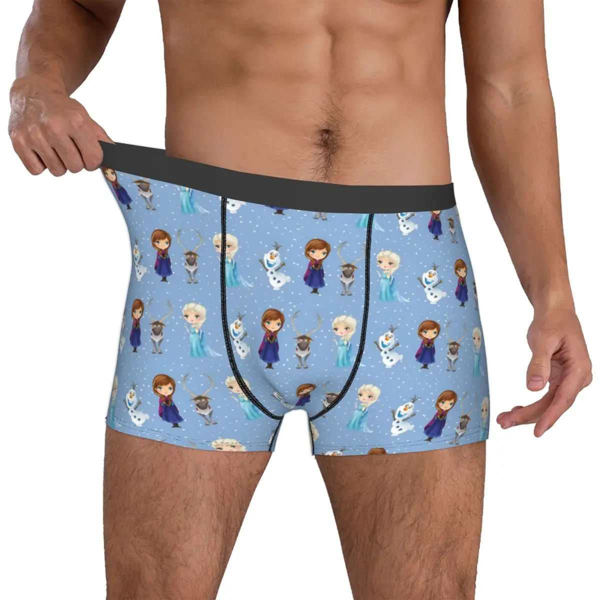 

Custom F-Frozenes Boxer Shorts For Men 3D Print Elsa Anna Olaf Collage Underwear Panties Briefs Stretch Underpants