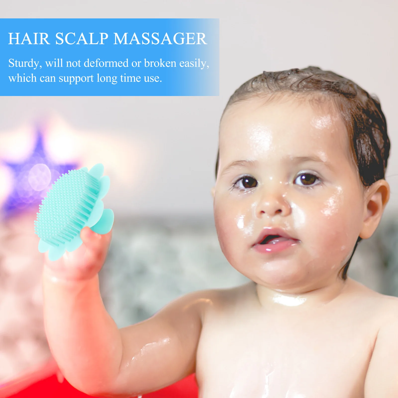 

1 шт., силиконовая щетка для детского шампуня, нежная щетка для детского душа, удобный массажер для кожи головы, аксессуар для купания, портативная щетка для мытья волос