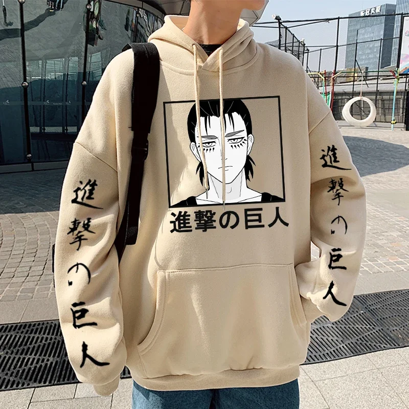 Mężczyźni Kobiety Anime Bluzy Attack On Titan Levi Shingeki No Kyojin Bluza z kapturem z nadrukiem Plus Size Harajuku Streetwear Pullover