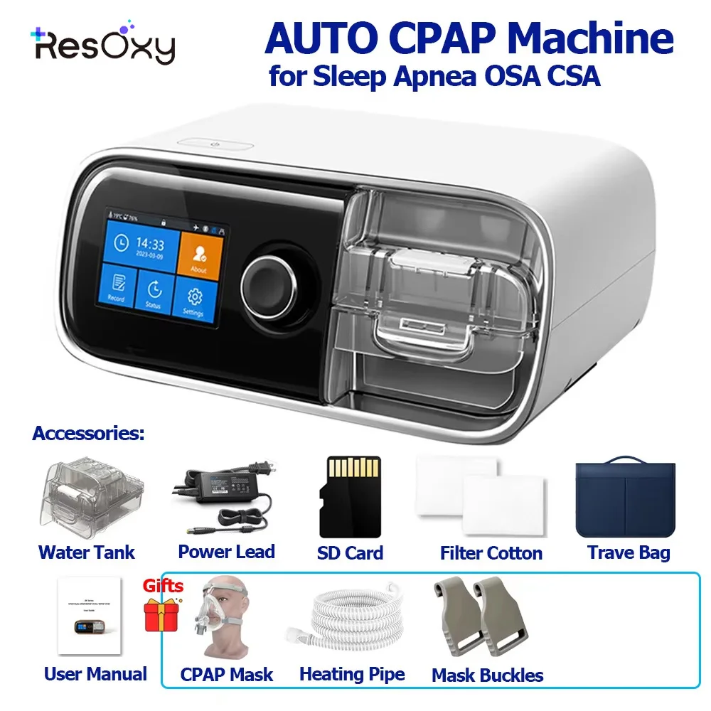 Máquina CPAP Resoxy 20AH para Apnea del sueño, máquina CPAP automática antironquidos con máscara para dormir, CPAP portátil de viaje para un buen sueño