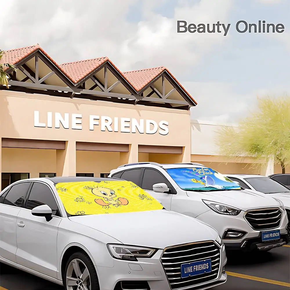 

Yellow Cartoon T-Tweetys Bird Sunshade Car Window Windscreen Cover Sun Shade Auto Sun Visor Car-covers Car Solar Protection